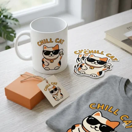 Chill Cat – Cool Lucky Cat Vector for Sublimation
