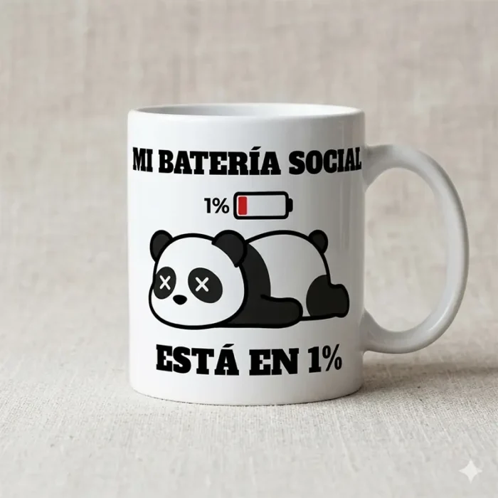 Mi Batería Social Está en 1% – Vector Panda para Sublimar
