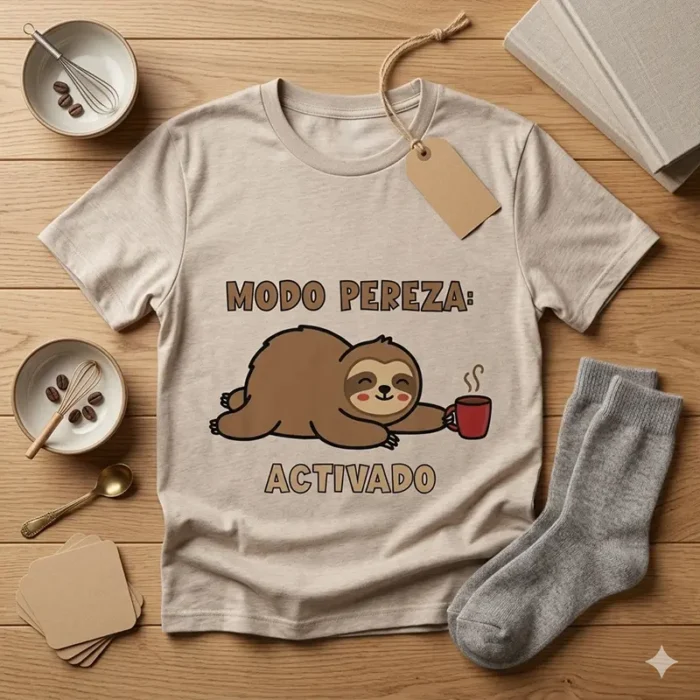 Modo Pereza: Activado con Café – Vector Perezoso para Sublimar