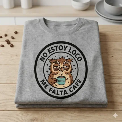 No Estoy Loco, Me Falta Café – Vector Búho para Sublimar