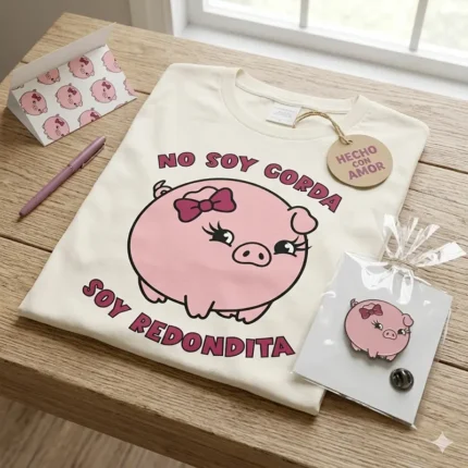 No Soy Gorda, Soy Redondita – Vector Chanchito para Sublimar