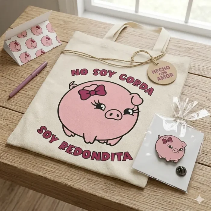 No Soy Gorda, Soy Redondita – Vector Chanchito para Sublimar