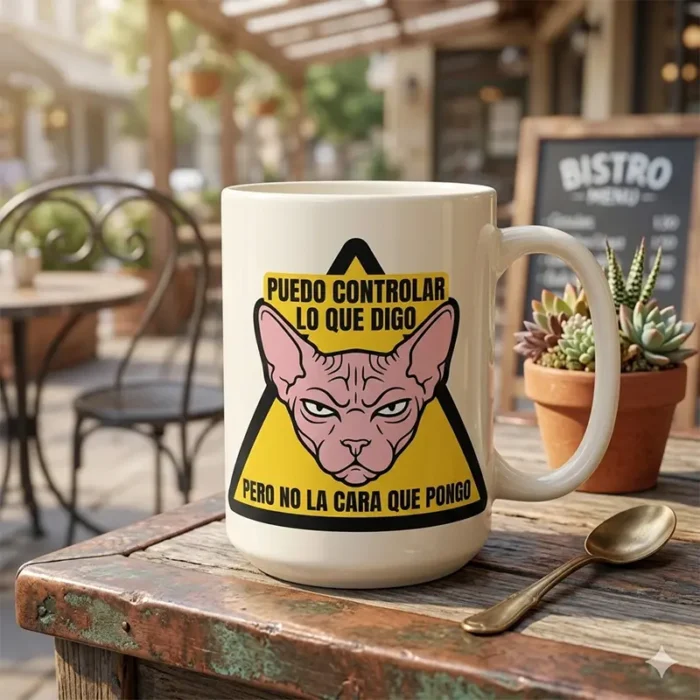 Puedo Controlar lo que Digo Pero No la Cara que Pongo – Vector Gato Sphynx para Sublimar