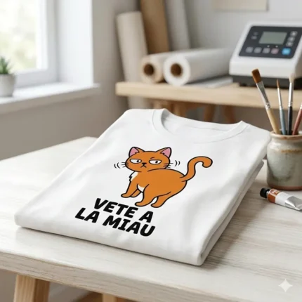 Vete a la Miau – Vector Gato Naranja para Sublimar