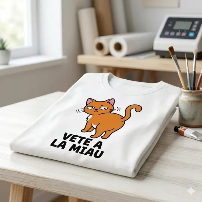 Vete a la Miau – Vector Gato Naranja para Sublimar