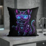Diseño PNG Gratis de Gato Cyberpunk para Sublimación y DTF