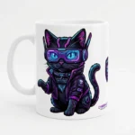 Diseño PNG Gratis de Gato Cyberpunk para Sublimación y DTF