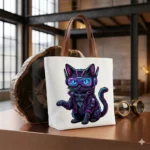 Diseño PNG Gratis de Gato Cyberpunk para Sublimación y DTF