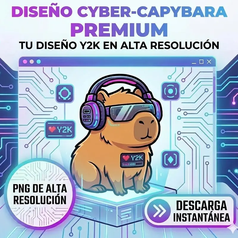 Diseño PNG de Capibara Gamer Y2K para Sublimación y DTF Diseño PNG de Capibara Gamer Y2K para Sublimación y DTF - Imagen 1