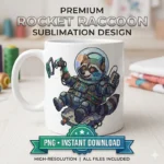 Diseño PNG de Rocket Raccoon Astronauta para Sublimación y DTF