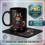 Diseño PNG de Shiba Inu Samurai Cyberpunk para Sublimación y DTF