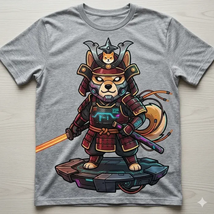 Diseño PNG de Shiba Inu Samurai Cyberpunk para Sublimación y DTF