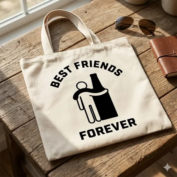 Vector Best Friends Forever – Amigo Abrazando Cerveza SVG PNG AI - Imagen 3