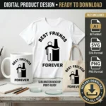 Vector Best Friends Forever – Amigo Abrazando Cerveza SVG PNG AI
