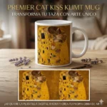 Plantilla de Sublimación para Taza - "El Beso Gatuno" estilo Klimt