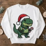 Diseño PNG Navideño Santa Saurus para Sublimación y DTF