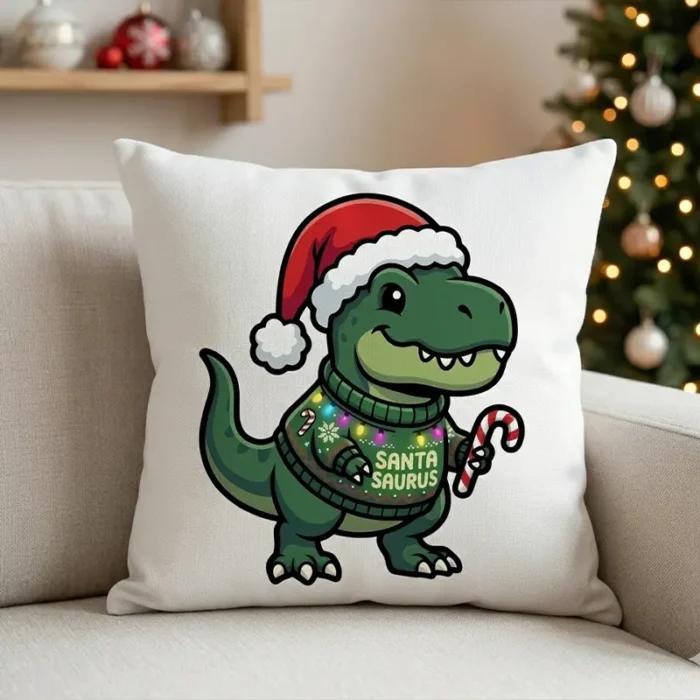 Diseño PNG Navideño Santa Saurus para Sublimación y DTF