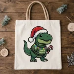 Diseño PNG Navideño Santa Saurus para Sublimación y DTF