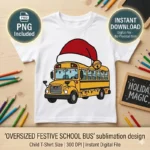 Diseño PNG de Autobús Escolar Navideño para Sublimación y DTF