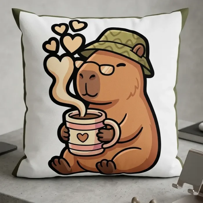 Diseño PNG de Capibara Aesthetic con Café para Sublimación y DTF
