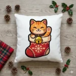 Diseño PNG de Gato Naranja en Bota Navideña para Sublimación y DTF