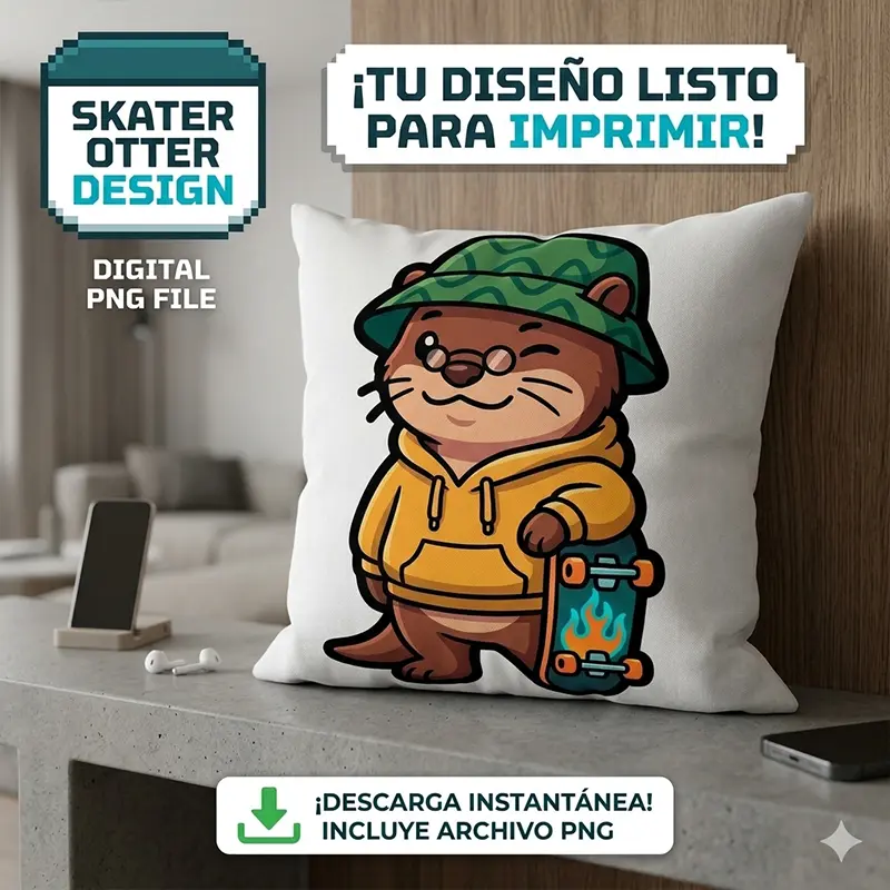 Diseño PNG de Nutria Skater con Sombrero Piluso para Sublimación y DTF Diseño PNG de Nutria Skater con Sombrero Piluso para Sublimación y DTF