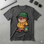 Diseño PNG de Nutria Skater con Sombrero Piluso para Sublimación y DTF