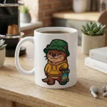 Diseño PNG de Nutria Skater con Sombrero Piluso para Sublimación y DTF