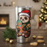 Diseño PNG de Oso Panda Navideño con Galleta de Jengibre para Sublimación y DTF