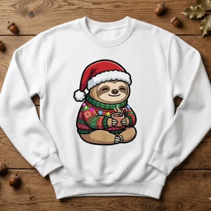 Diseño PNG de Perezoso Navideño Ugly Sweater para Sublimación y DTF