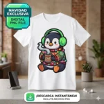 Diseño PNG de Pingüino Navideño Chill para Sublimación y DTF