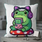 Diseño PNG de Ranita Gamer con Consola Retro para Sublimación y DTF