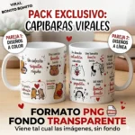 Pack 2 Plantillas PNG Taza Capibara Canción Viral Bonito Bonito para Sublimación