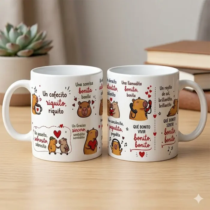Pack 2 Plantillas PNG Taza Capibara Canción Viral Bonito Bonito para Sublimación - Imagen 3