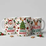 Pack 7 Plantillas Navideñas para Tazas – Papá Noel, Reno, Muñeco de Nieve y Más para Sublimar - Imagen 3