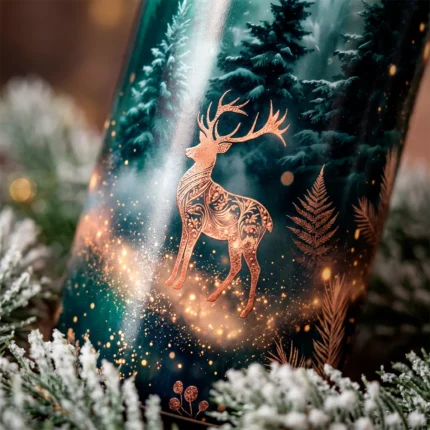 Vista lateral del wrap navideño para vaso tumbler