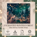 Detalle del diseño digital navideño de renos para tumbler de 20 oz