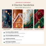 Contenido del pack: 4 diseños navideños en PNG de 300 DPI para tumbler de 20 oz, listos para sublimar en tumblers, termos, tazas y más