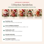 Contenido del pack: 5 diseños navideños en JPG de 300 DPI listos para sublimar en almohadones, cojines, tote bags y más